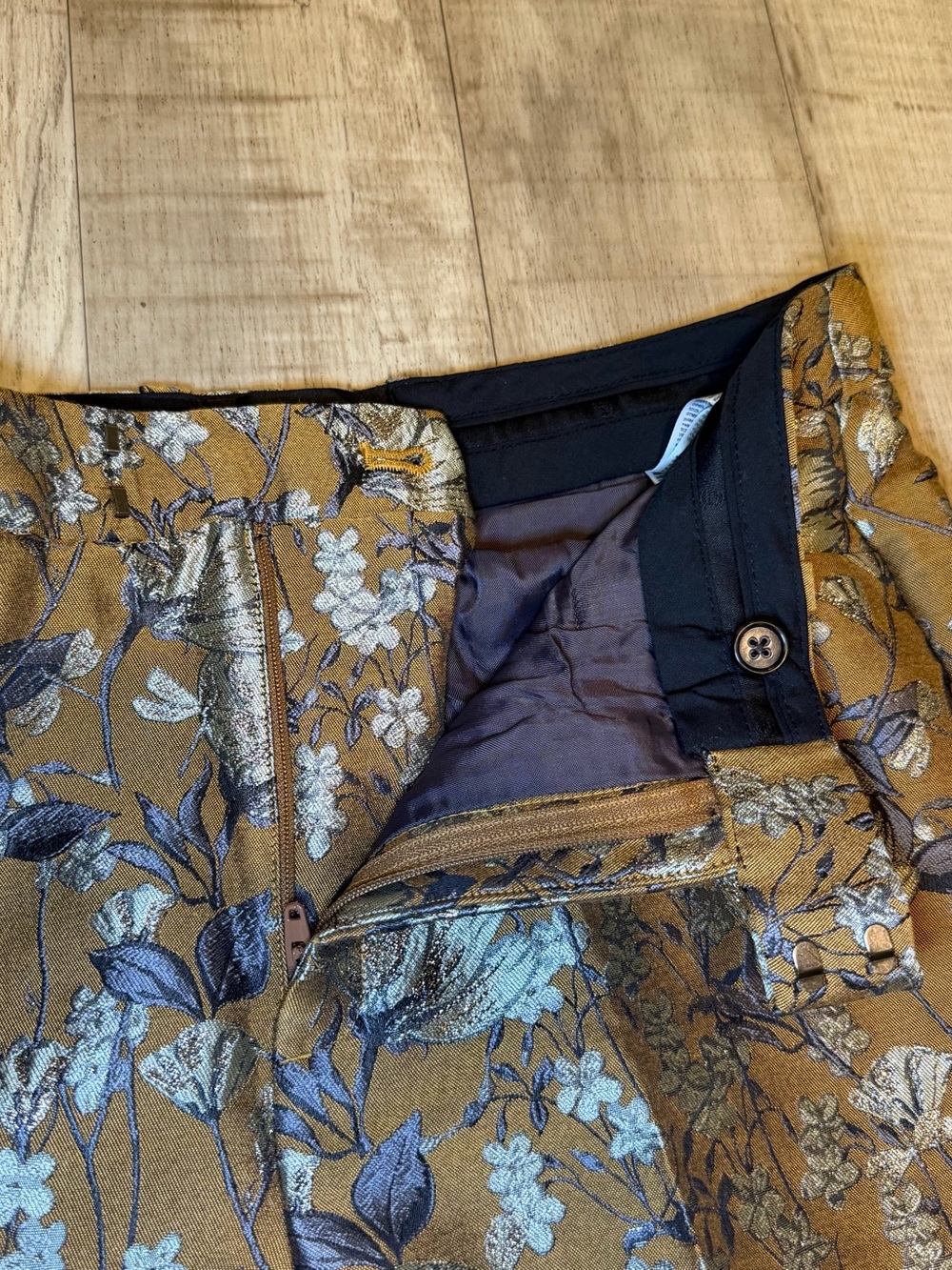 Banana Republic's Eclat Wide-Leg Brocade Pant Golds Size 4 NWT Brand New - Picture 6 of 16